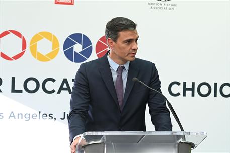 22/07/2021. Pedro Sánchez presenta 'España, Hub Audiovisual de Europa'. El presidente del Gobierno, Pedro Sánchez, durante su intervención a...