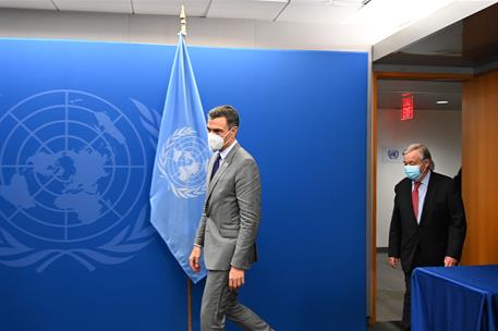 22/09/2021. Pedro Sánchez se reúne en Nueva York con el secretario general de la ONU. El presidente del Gobierno, Pedro Sánchez, es recibido...