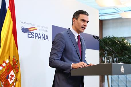 22/10/2021. El presidente del Gobierno, en el Consejo Europeo. El presidente del Gobierno, Pedro Sánchez, ha comparecido ante los medios de ...