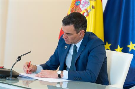 23/04/2021. Pedro Sánchez interviene en la segunda jornada de la Cumbre del Clima. El presidente del Gobierno, Pedro Sánchez, durante su int...