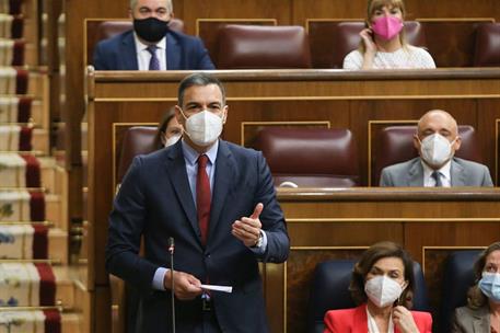 23/06/2021. Pedro Sánchez asiste a la sesión de control en el Congreso. El presidente del Gobierno, Pedro Sánchez, durante su intervención e...