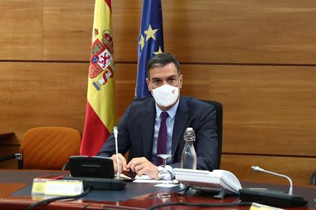 23/08/2021. Sánchez preside la reunión del Grupo de Trabajo para la repatriación de Afganistán. El presidente del Gobierno, Pedro Sánchez, d...