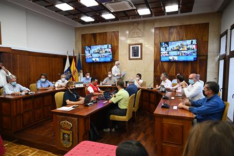 23/09/2021. Pedro Sánchez, en La Palma. El presidente del Gobierno, Pedro Sánchez, y los reyes, Felipe VI y Letizia, han participado en la r...