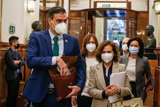 El presidente del Gobierno, Pedro Sánchez, a su llegada al Pleno del Congreso de los Diputados