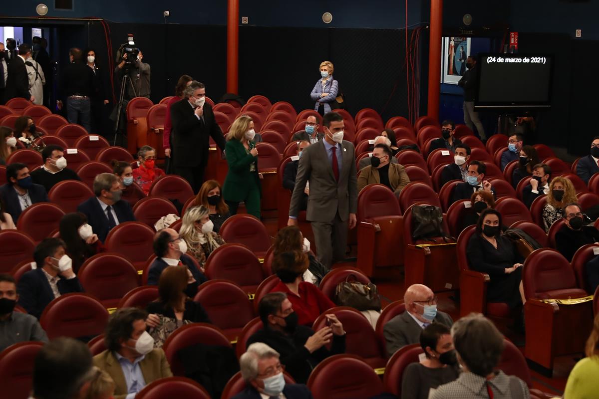 24/03/2021. Pedro Sánchez presenta el plan 'España, Hub Audiovisual de Europa'. El presidente del Gobierno, Pedro Sánchez, a su llegada al a...