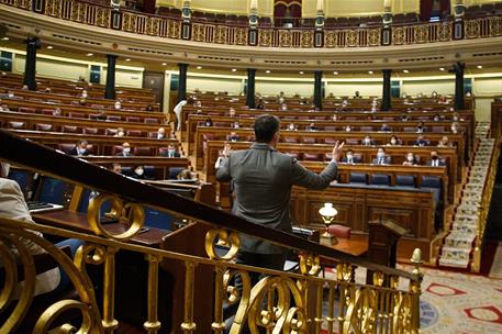 24/03/2021. El presidente del Gobierno asiste a la sesión de control en el Congreso. El presidente del Gobierno, Pedro Sánchez, durante su i...