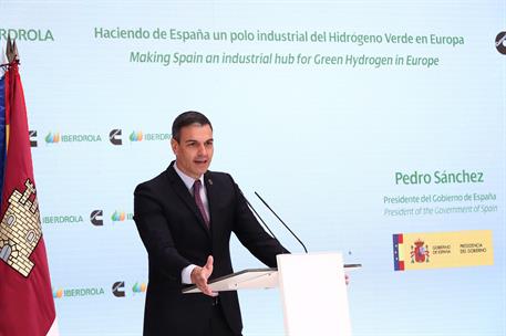 24/05/2021. Sánchez preside la presentación del proyecto "Haciendo de España un polo industrial del hidrógeno verde en Europa". El president...