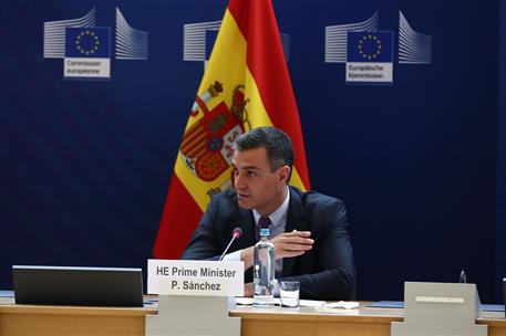 24/06/2021. Pedro Sánchez participa en el evento Prospectiva España 2050. El presidente del Gobierno, Pedro Sánchez, durante su intervención...