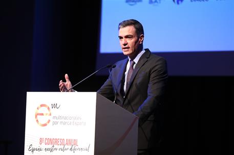 24/11/2021. Pedro Sánchez inaugura el 8º Congreso anual de Multinacionales por marca España. El presidente del Gobierno, Pedro Sánchez, dura...