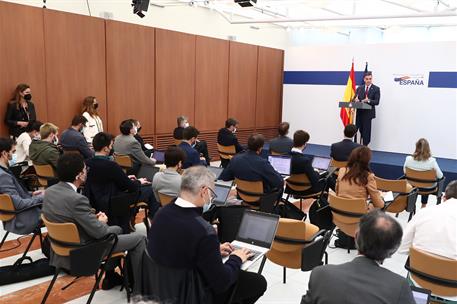 25/06/2021. Pedro Sánchez asiste al Consejo Europeo (segunda jornada). El presidente del Gobierno, Pedro Sánchez, ha comparecido ante los me...