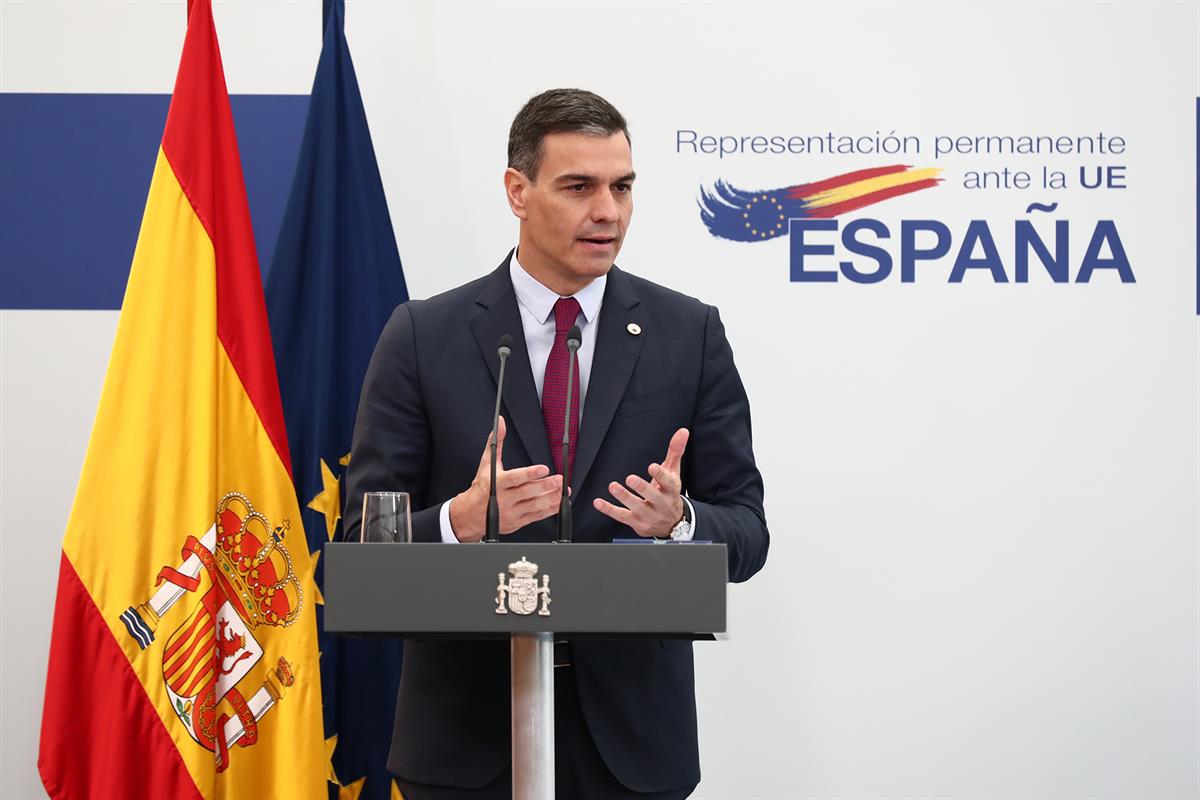 25/06/2021. Pedro Sánchez asiste al Consejo Europeo (segunda jornada). El presidente del Gobierno, Pedro Sánchez, ha comparecido ante los me...