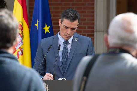 26/02/2021. Sánchez ofrece una rueda de prensa tras el Consejo Europeo. El presidente del Gobierno, Pedro Sánchez, durante la rueda de prens...