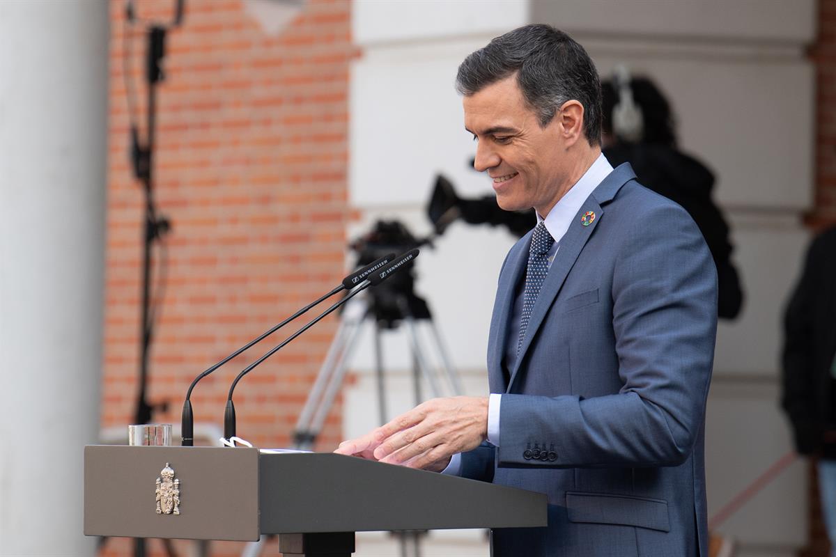 26/02/2021. Sánchez ofrece una rueda de prensa tras el Consejo Europeo. El presidente del Gobierno, Pedro Sánchez, durante la rueda de prens...