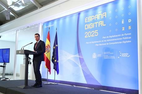 27/01/2021. Pedro Sánchez presenta tres planes estratégicos de la Agenda España Digital 2025. El presidente del Gobierno, Pedro Sánchez, dur...