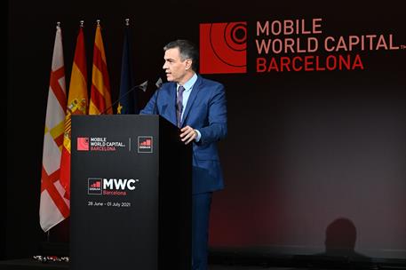 27/06/2021. Pedro Sánchez asiste a la cena de inauguración del Mobile World Congress (MWC). El presidente del Gobierno, Pedro Sánchez, parti...