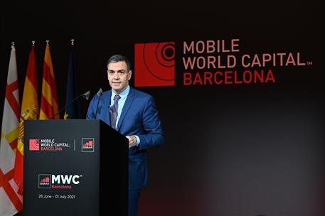 27/06/2021. Pedro Sánchez asiste a la cena de inauguración del Mobile World Congress (MWC). El presidente del Gobierno, Pedro Sánchez, duran...