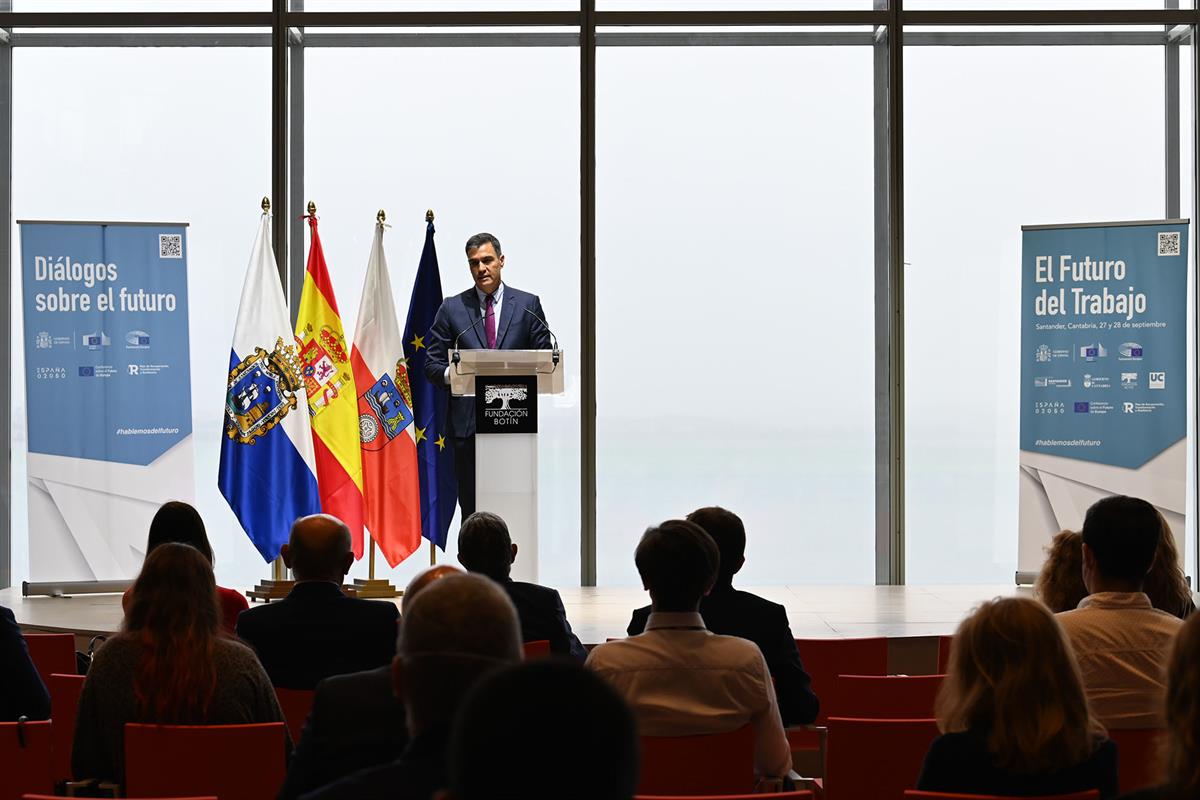 27/09/2021. Pedro Sánchez asiste a la jornada 'Diálogos sobre el Futuro del Trabajo'. El presidente del Gobierno, Pedro Sánchez, durante su ...