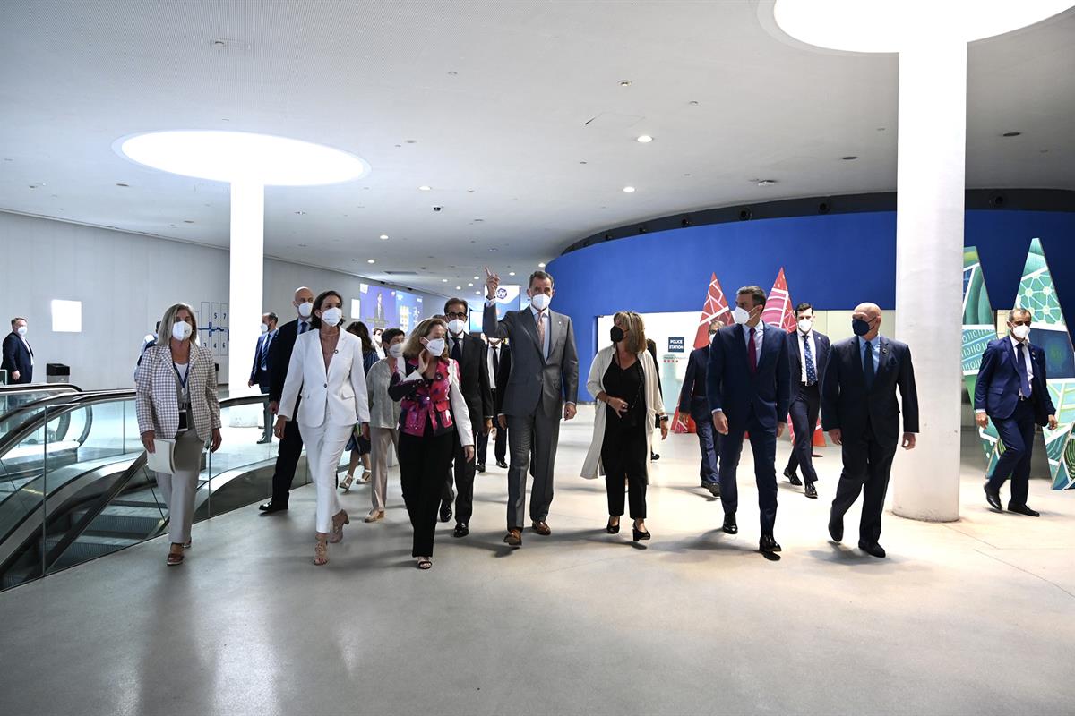 28/06/2021. Pedro Sánchez asiste a la inauguración del Mobile World Congress 2021. El presidente del Gobierno, Pedro Sánchez, junto a S.M. e...