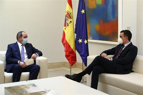 29/03/2021. Pedro Sánchez se reúne con el ministro de Asuntos Exteriores de Argelia. El presidente del Gobierno, Pedro Sánchez, durante su r...