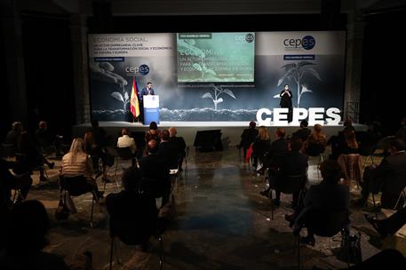 29/04/2021. Sánchez clausura la XXIX Asamblea General de CEPES. El presidente del Gobierno, Pedro Sánchez, durante la clausura de la XXIX As...