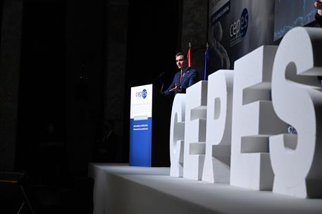 29/04/2021. Sánchez clausura la XXIX Asamblea General de CEPES. El presidente del Gobierno, Pedro Sánchez, durante la clausura de la XXIX As...