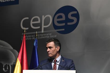 29/04/2021. Sánchez clausura la XXIX Asamblea General de CEPES. El presidente del Gobierno, Pedro Sánchez, durante la clausura de la XXIX As...