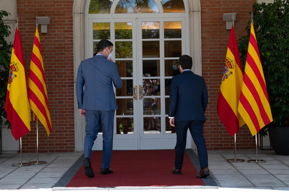 29/06/2021. El presidente del Gobierno recibe al presidente de la Generalitat de Cataluña. El presidente del Gobierno, Pedro Sánchez, ha rec...