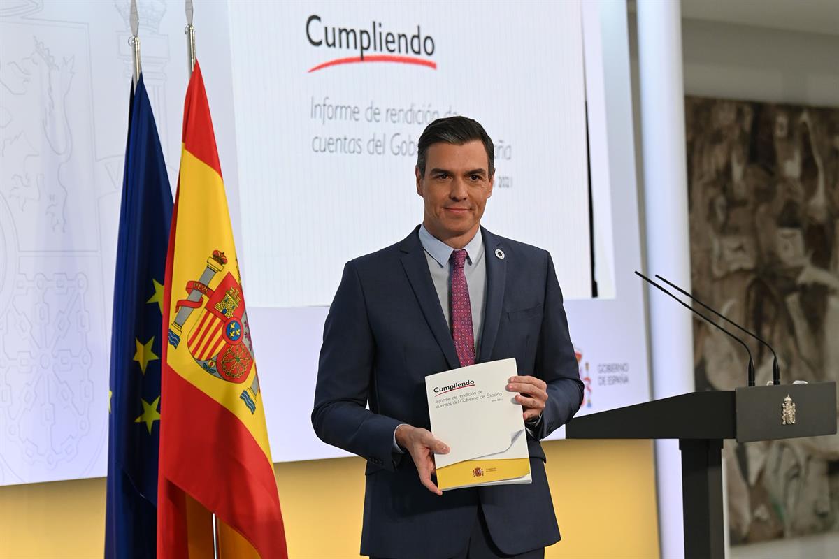 29/07/2021. Pedro Sánchez comparece para hacer balance del curso político. El presidente del Gobierno, Pedro Sánchez, rinde cuentas del curs...