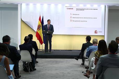 29/07/2021. Pedro Sánchez comparece para hacer balance del curso político. El presidente del Gobierno, Pedro Sánchez, rinde cuentas del curs...