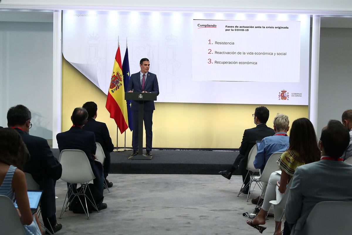 29/07/2021. Pedro Sánchez comparece para hacer balance del curso político. El presidente del Gobierno, Pedro Sánchez, rinde cuentas del curs...