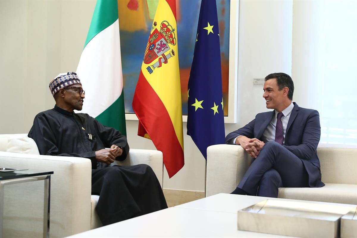 1/06/2022. Pedro Sánchez recibe presidente de Nigeria, Muhammadu Buhari. El presidente del Gobierno, Pedro Sánchez, durante la reunión que h...