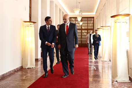 1/08/2022. El presidente del Gobierno, Pedro Sánchez, viaja a Albania. Encuentro entre el presidente del Gobierno, Pedro Sánchez y el Primer...