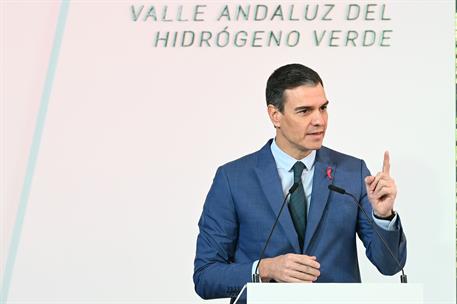 1/12/2022. Pedro Sánchez preside la presentación del proyecto de Cepsa 'Valle andaluz del Hidrógeno Verde'. El presidente del Gobierno, Pedr...