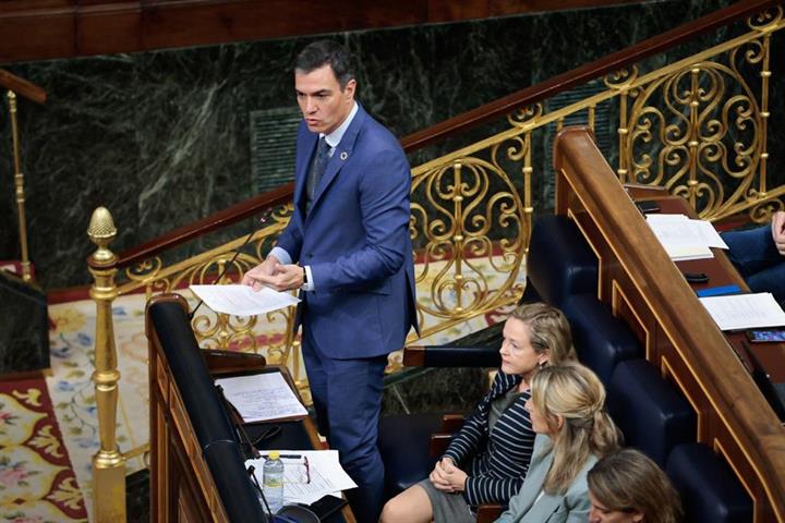 El presidente del Gobierno, Pedro Sánchez, durante la sesión de control al Gobierno en el Congreso