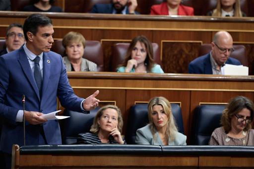 2/11/2022. Government Control Session. The President of the Government of Spain, Pedro Sánchez, during the control session held in the Lower...