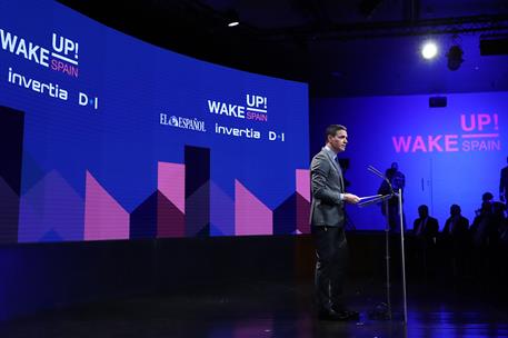 4/04/2022. Pedro Sánchez inaugura el II foro económico 'Wake Up, Spain!'. El presidente del Gobierno, Pedro Sánchez, durante su intervención...
