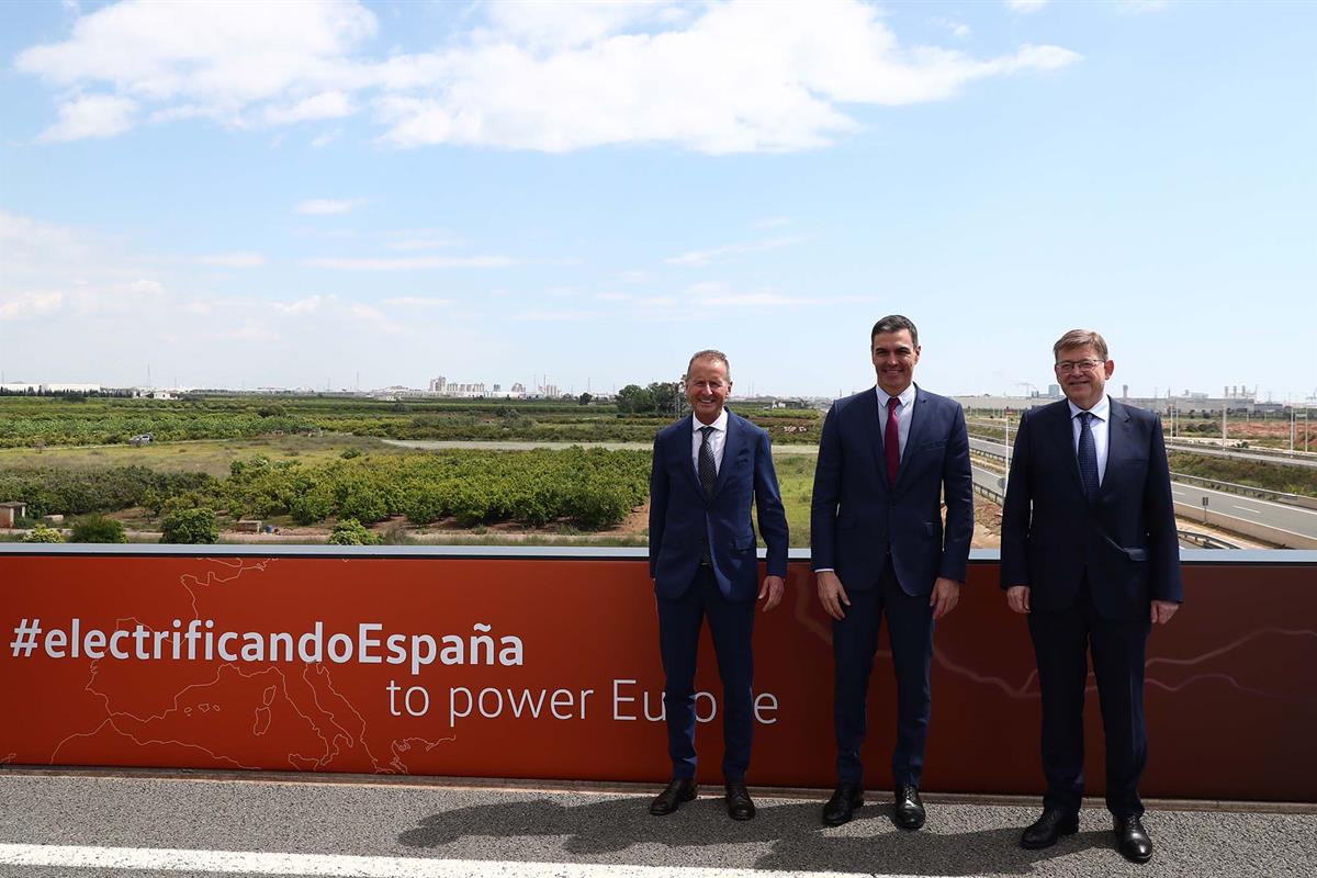 5/05/2022. Sánchez asiste a la presentación de la gigafactoría de baterías del Grupo Volkswagen en Sagunto. El presidente del Gobierno, Pedr...