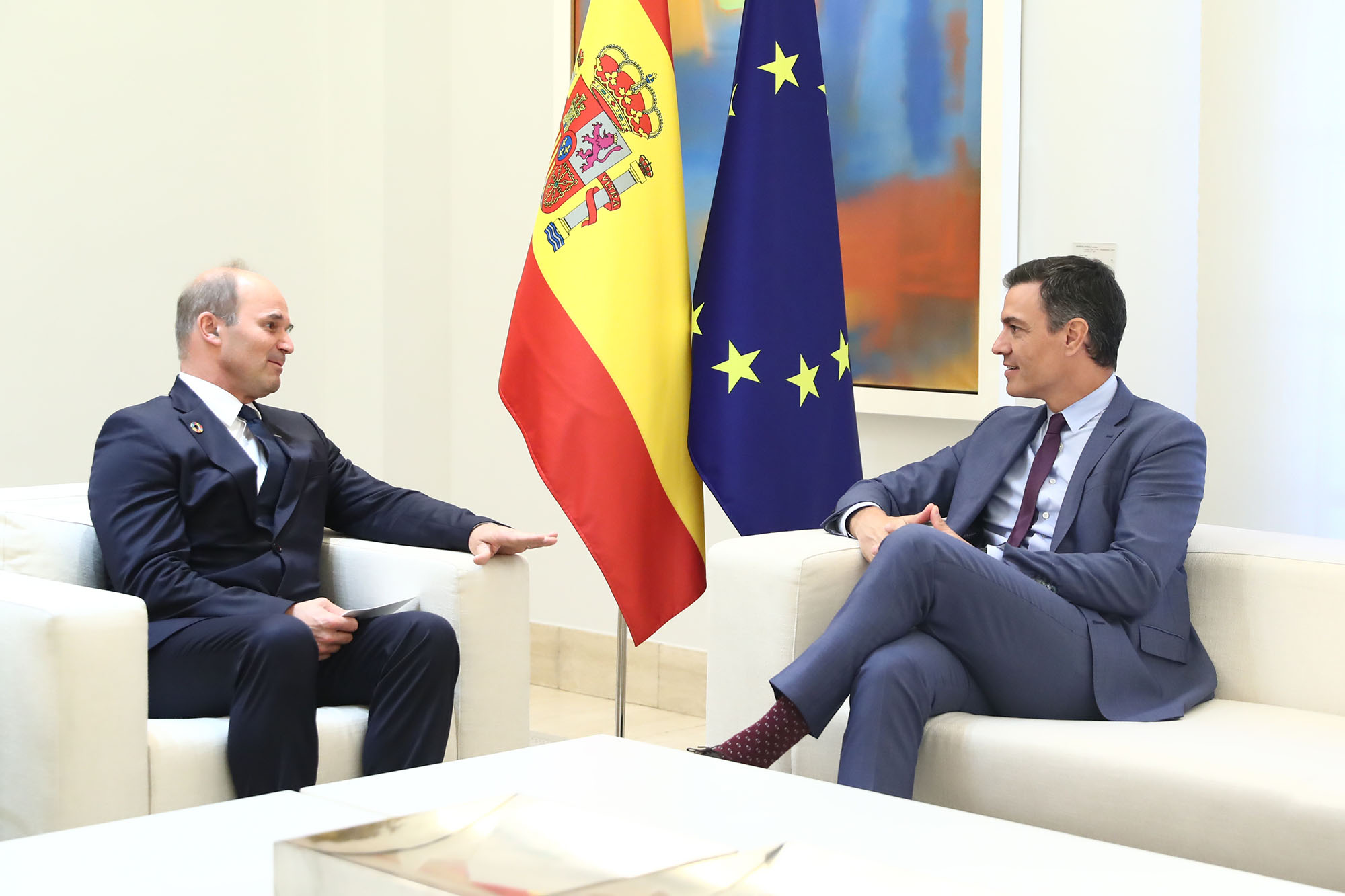 5/07/2022. Pedro Sánchez recibe al presidente y consejero delegado de BASF. El presidente del Gobierno, Pedro Sánchez, y el presidente y con...