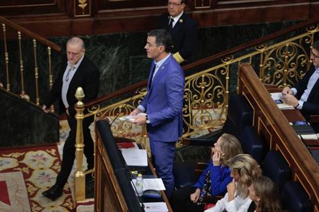 5/10/2022. Pedro Sánchez asiste a la sesión de control en el Congreso. El presidente del Gobierno, Pedro Sánchez, durante su intervención en...