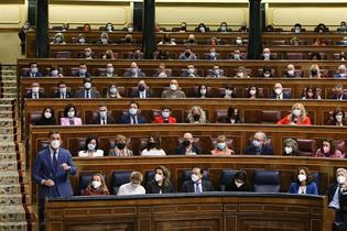 El presidente del Gobierno, Pedro Sánchez, durante la sesión de control en el Congreso de los Diputados