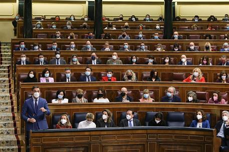 6/04/2022. Pedro Sánchez asiste a la sesión de control en el Congreso. El presidente del Gobierno, Pedro Sánchez, interviene en la sesión de...