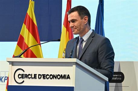 6/05/2022. Pedro Sánchez clausura la XXXVII Reunión Anual del Cercle d'Economia. El presidente del Gobierno, Pedro Sánchez, durante su inter...