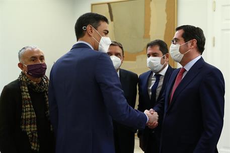 7/03/2022. Pedro Sánchez preside la reunión de la mesa con los agentes sociales para el Plan de Recuperación. El presidente del Gobierno, Pe...