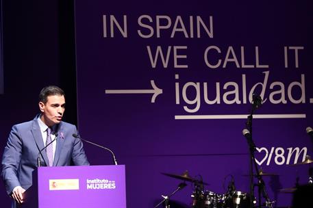 7/03/2022. Pedro Sánchez asiste al acto conmemorativo del Día Internacional de las Mujeres. El presidente del Gobierno, Pedro Sánchez, duran...