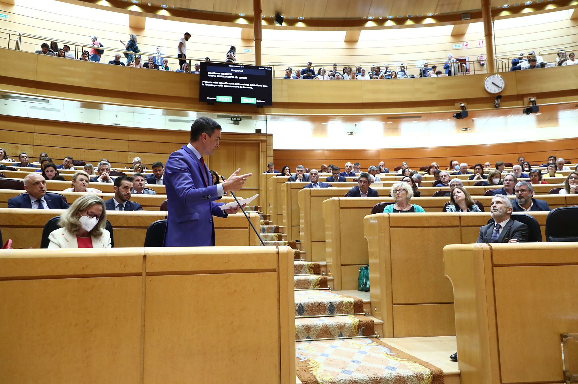 7/06/2022. Pedro Sánchez interviene en la sesión de control en el Senado. El presidente del Gobierno, Pedro Sánchez, durante su intervención...