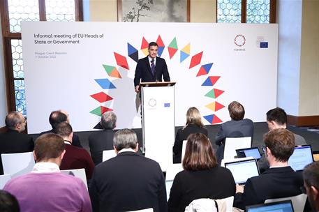 7/10/2022. Pedro S&#225;nchez asiste a la reuni&#243;n informal de los jefes de Estado y de Gobierno de la UE. El presidente del Gobierno, Pedro S&#225;nch...