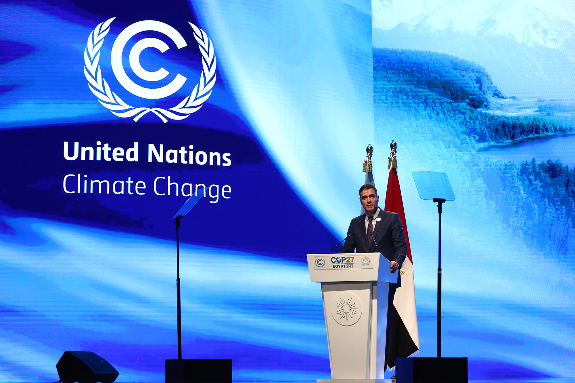 7/11/2022. Pedro Sánchez asiste a la Conferencia de las Naciones Unidas sobre Cambio Climático (COP27). Intervención del presidente del Gobi...