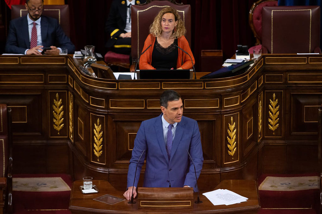 El presidente del Gobierno, Pedro Sánchez, durante su comparecencia ante el Pleno del Congreso de los Diputados