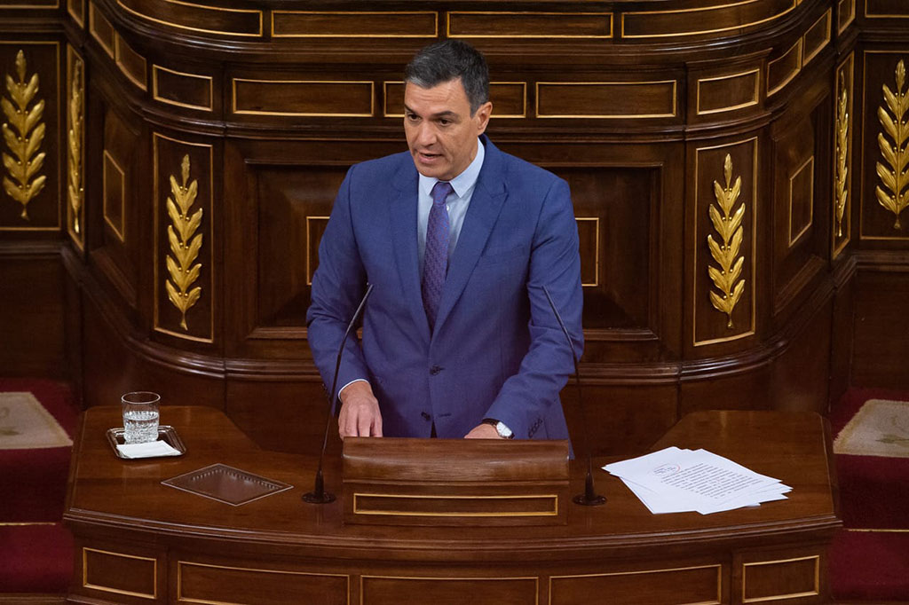 El presidente del Gobierno, Pedro Sánchez, durante su comparecencia ante el Pleno del Congreso de los Diputados