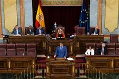 El presidente del Gobierno, Pedro Sánchez, durante su comparecencia ante el Pleno del Congreso de los Diputados
